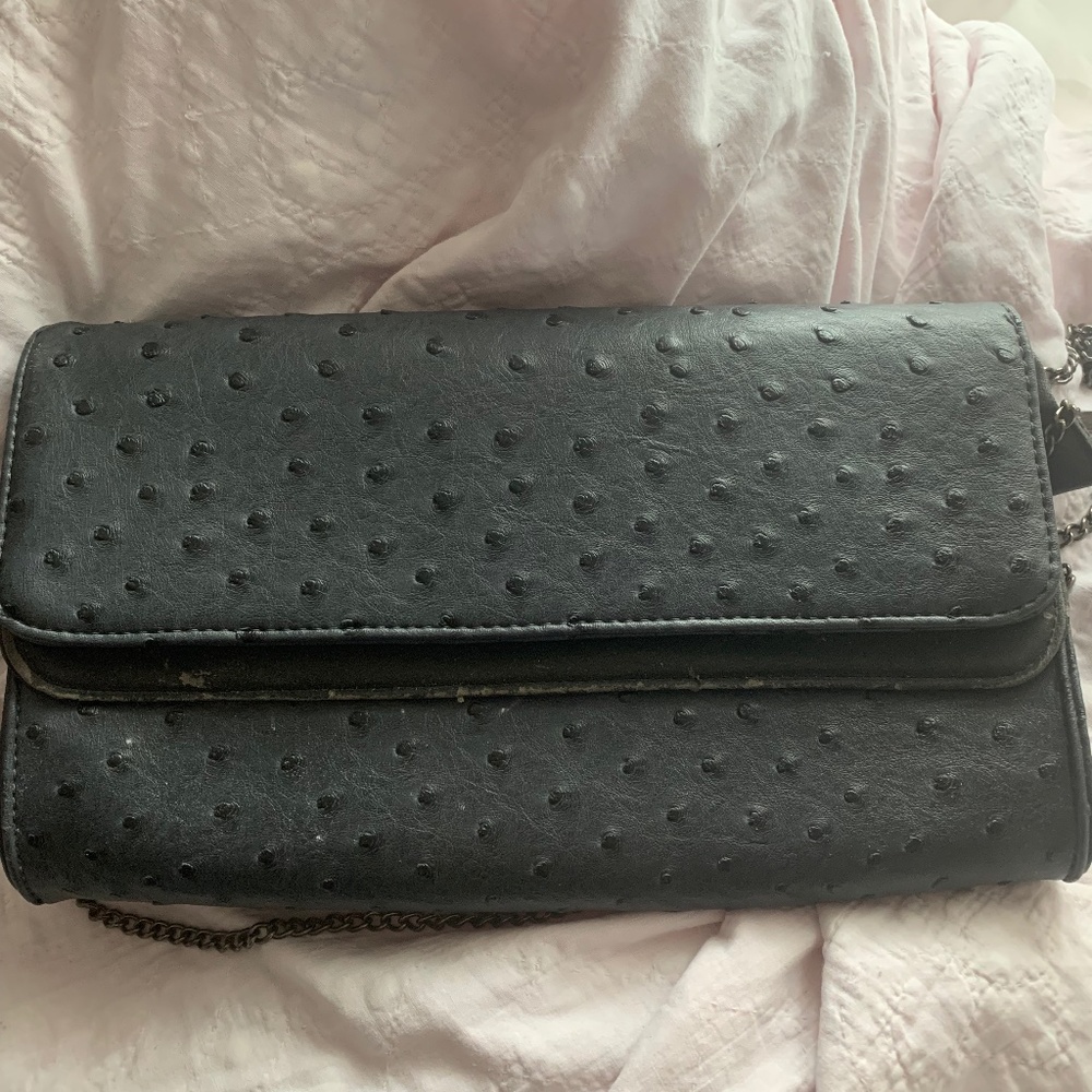 Ostrich Skin | Dusted Navy Purse